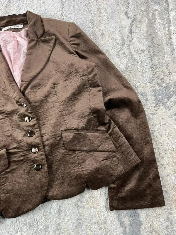 Vintage 90s Tommy Hilfiger Women's Brown Blazer Long Sleeve Jacket Size M – photo 3